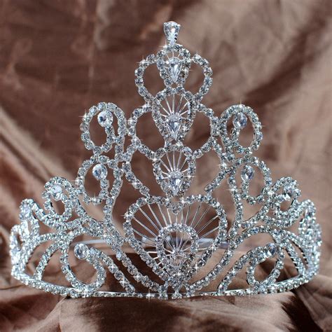 stunning large tiaras wedding bridal crowns cm hearts clear