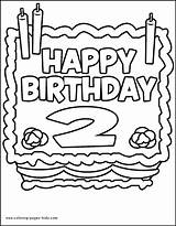Birthday Coloring Pages 2nd Color Printable Happy Cake Old Holiday Kids Sheets Sheet Two Year Season Birthdays Google Years Party sketch template