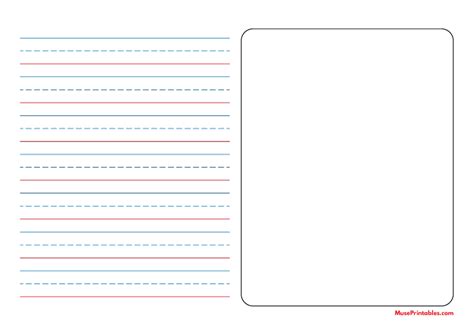 printable blue  red story handwriting paper   landscape