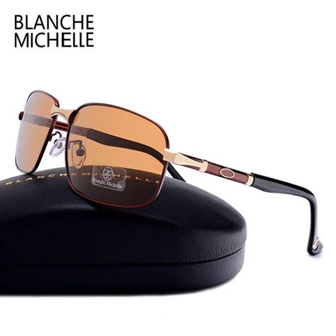 blanche michelle rectangle polarized sunglasses men luxury brand