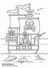 Piraten Piraat Kleuteridee Kleurplaten Schatkaart Schiff sketch template
