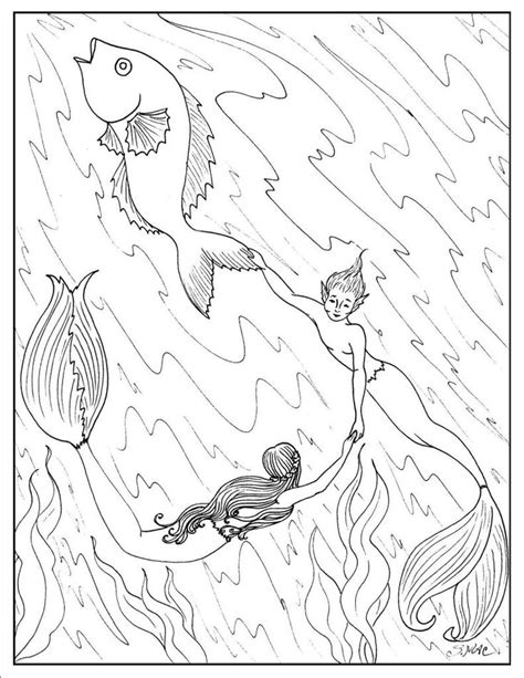 mermaid coloring page colorir