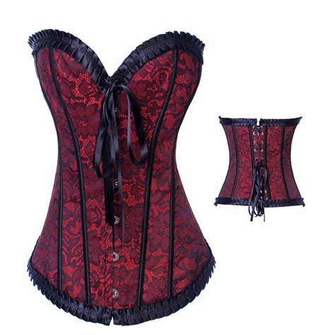red dreams floral brocade overbust corset atomicjaneclothing corsets