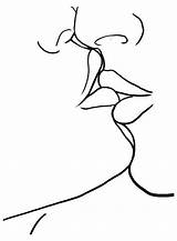 Kissing Line Kiss Drawing Outline Minimal Couple Easy Simple Amazon Drawings sketch template