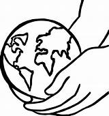 Coloring Globe Earth Hold Hand Wecoloringpage sketch template