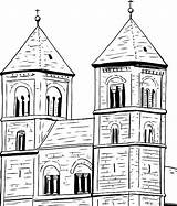 Quedlinburg Monastery Clipart Abbaye Clip Vector Illustrations Outline Abbey Clipground Illustration sketch template