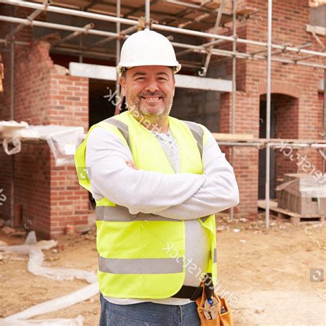 header stock photo portrait  construction worker  building site