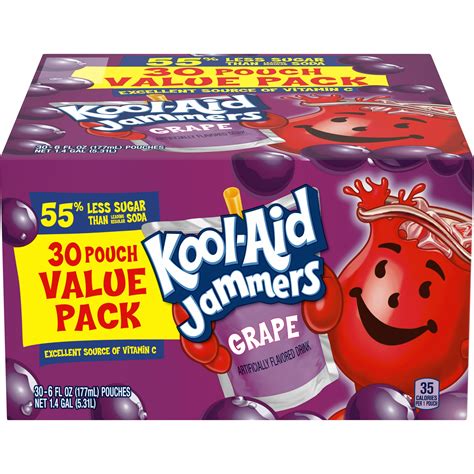 kool aid jammers grape artificially flavored soft drink  ct box