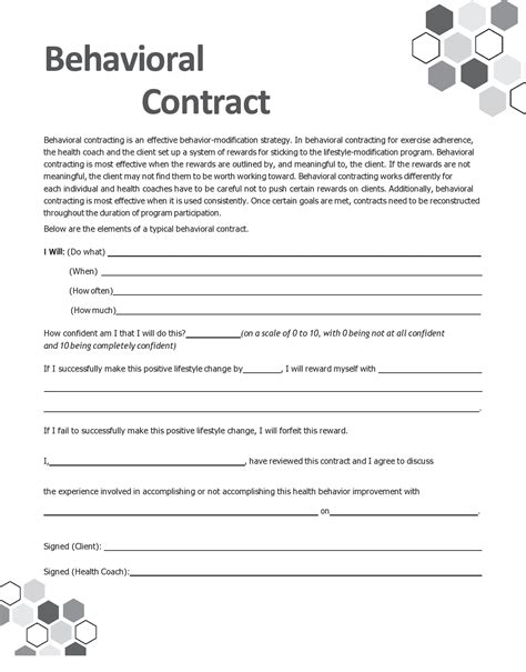 printable behavior contracts printable templates
