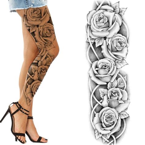black rose flower temporary tattoos for women girls flower big and