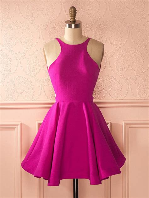 cute hot pink backless short homecoming dress