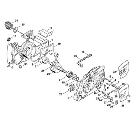 stihl ms  chainsaw ms magnum parts diagram crankcase crankshaft