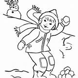 Snowball Throwing Coloring Season Winter Fight During Seasons Netart sketch template