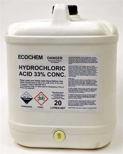 hydrochloric acid concentrated  ww ecochem limited