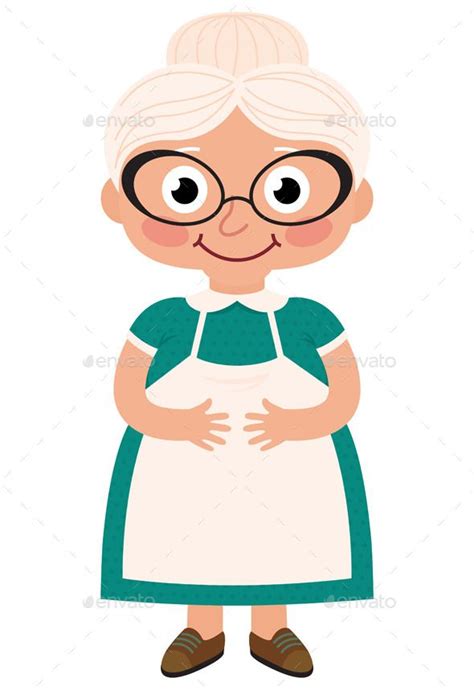 Grandmother Housewife Cartoon Grandma Cartoon Illustration Cartoon