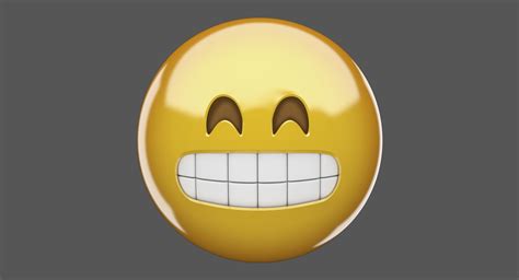 emoji grin face model turbosquid