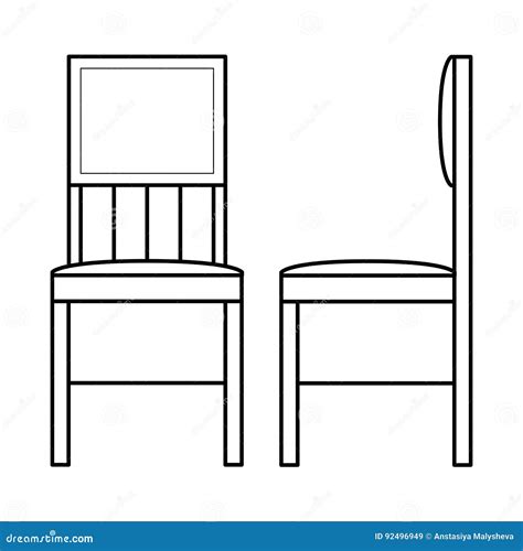 chair home furniture lineart design interior concept stock vector