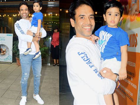 Pics Tusshar Kapoor Is All Smiles Twinning With Son Laksshya