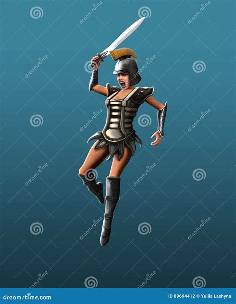 gladiator girl jab in the jump stock illustration illustration of
