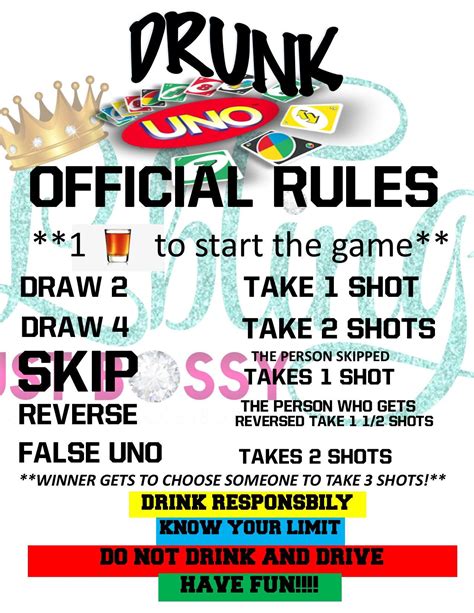 printable drunk uno rules
