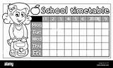Orario Horario Libro Colorear Scuola Scolastico Timetable sketch template