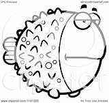 Blowfish Clipart Bored Cartoon Happy Outlined Coloring Vector Cory Thoman Royalty sketch template