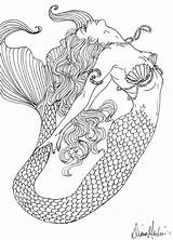 Coloring Pages Mermaids Adults Printable Popular Fantasy sketch template