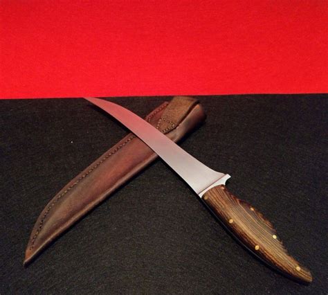 custom handmade fillet knife  leather sheath lame cable knife manual dexterity fillet