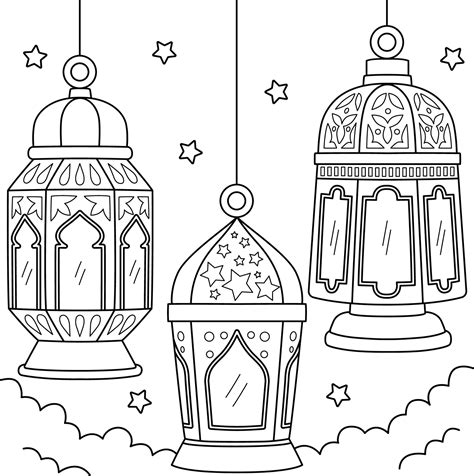 ramadan lantern coloring page  kids  vector art  vecteezy