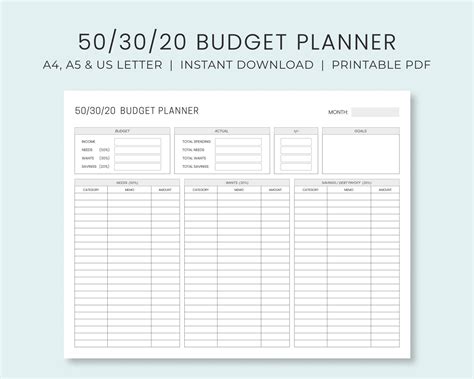 monthly budget planner  rule income expense money etsy