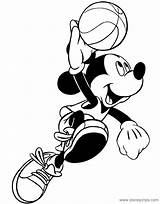 Mickey Coloring Mouse Pages Basketball Disney Playing sketch template
