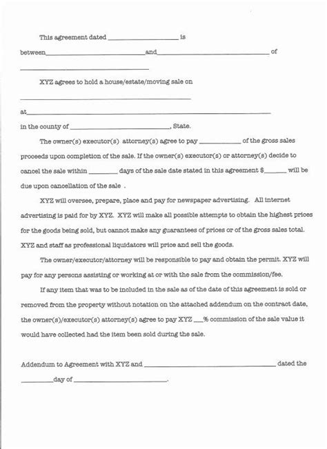 estate sale contract template lovely    property sale