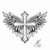 Cross Tattoo Wings Designs Drawing Tattoos Simple Religious Crosses Cruz Angel Easy Tatuagem Asas Line Men Sketch Sketches Getdrawings Eagle sketch template