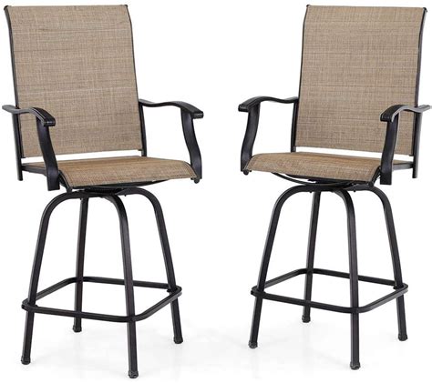 outdoor swivel bar stools height patio chairs padded sling fabric