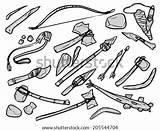 Stone Age Weapons Tools Contour Illustration Coloring Pages Sketch Man Shutterstock Stock Search Caveman Template Cave Illustrations sketch template