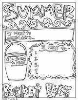 Summer Bucket List Doodles Doodle Kids Coloring Graphic Activities Printable Classroom Alley School Fun Pages Choose Board End Year sketch template