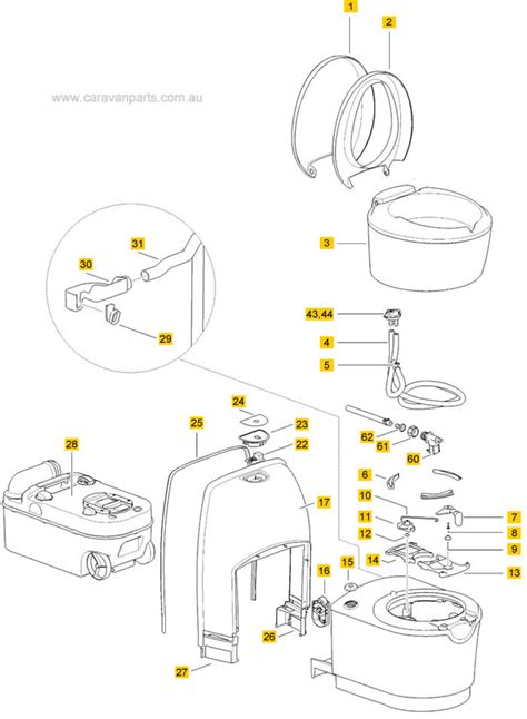 spare parts diagram thetford ccs cassette toilet caravan parts