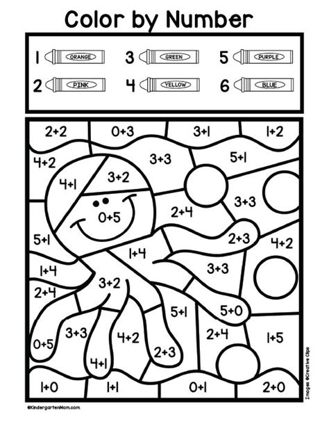 addition color  number worksheets kindergarten math worksheets