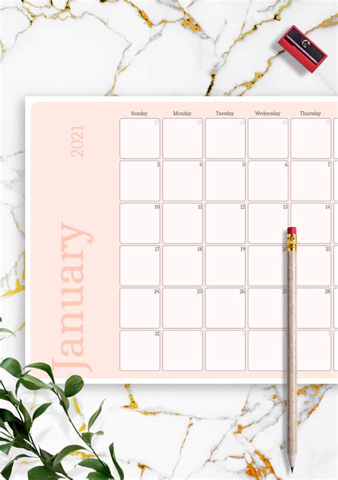 printable pink monthly calendar
