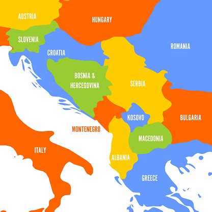 politisk karta oever balkan staterna pa balkanhalvoen faergglada