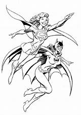 Coloring Pages Supergirl Batgirl Batwoman Printable Kids Fly Super Girl Superheroes Superhero Color Batman Print Girls Deadly Duo Book Woman sketch template