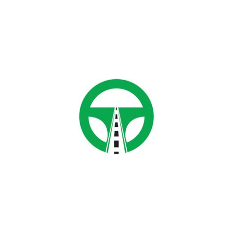 driving school logo design steering wheel  road icon