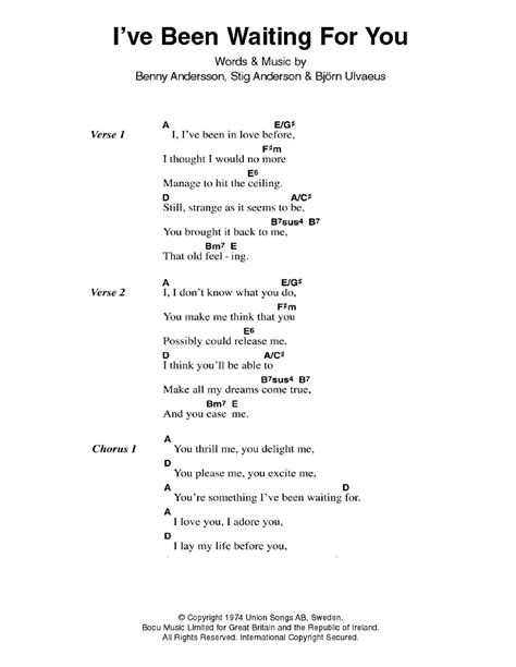 I Ve Been Waiting For You By Abba Guitar Chords Lyrics Guitar