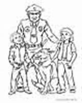 Police Coloring Pages Kids Colouring Officer Happy Cap sketch template