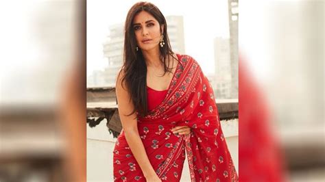 Katrina Kaif Looks Resplendent In Hand Printed Red Saree
