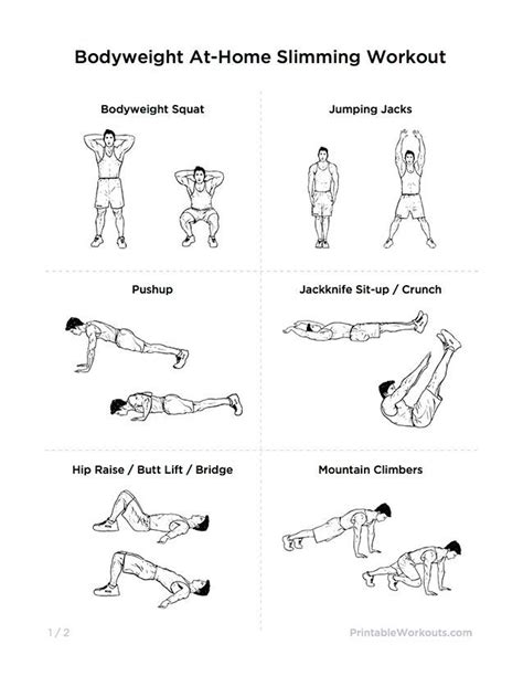 Bodyweight At Home Full Body Slimming Printable Workout