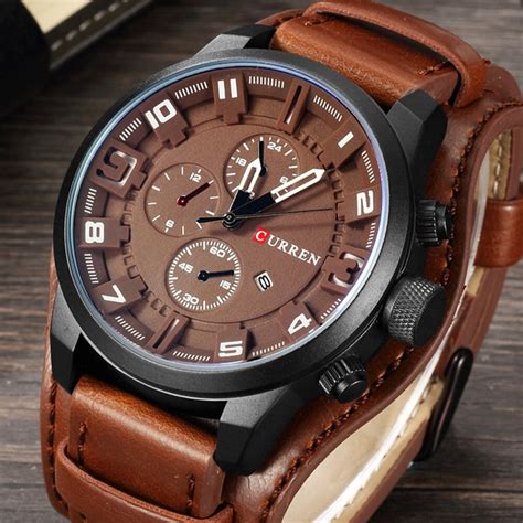 curren  fashion men leather strap quartz wristwatch sale banggoodcom