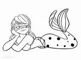 Coloring Ladybug Miraculous Pages Cat Noir Printable Mermaid Print sketch template