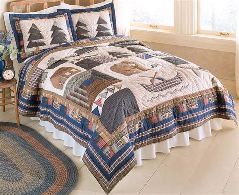 bear cabin rustic lodge country king quilt bedding set