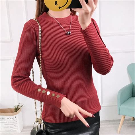 fashion women o neck winter sweater women 2018 long sleeve knitted women sweaters and pullovers